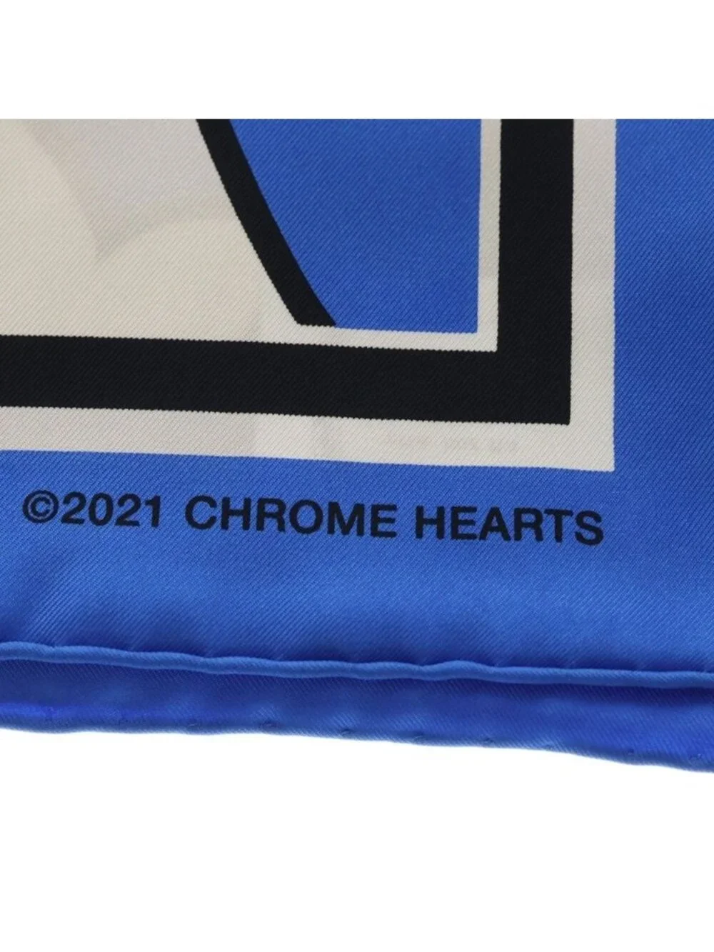 Chrome Hearts CH Scarf Cemetery Print Silk Blue